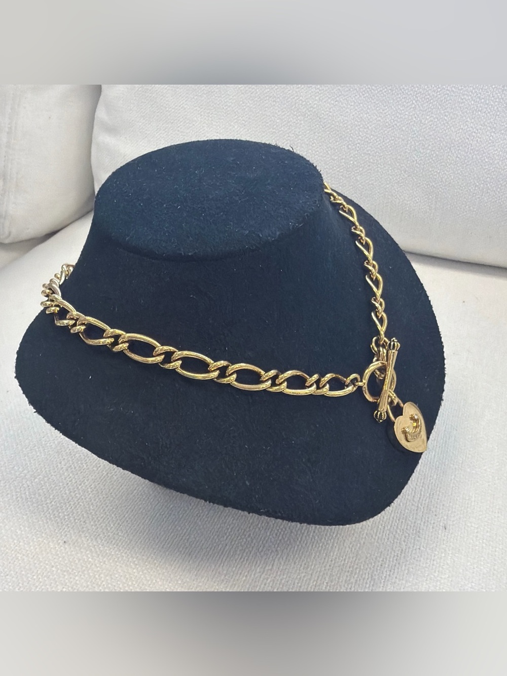 Juicy Couture Vintage Heart Gold Tone Chain Necklace Heavy 16" Y2K Royal Rare - Picture 3 of 8